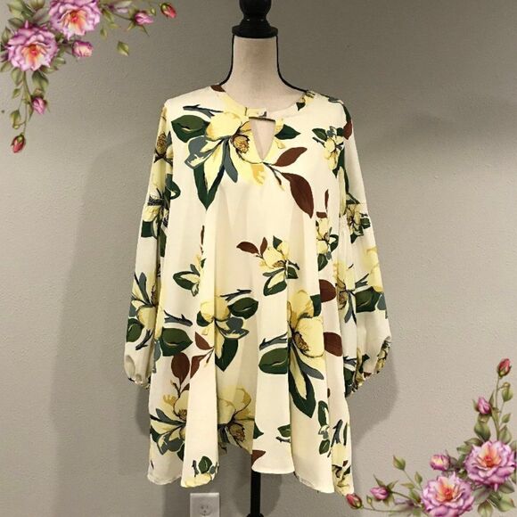 Mango Dresses & Skirts - Floral long sleeve loose fit mini dress